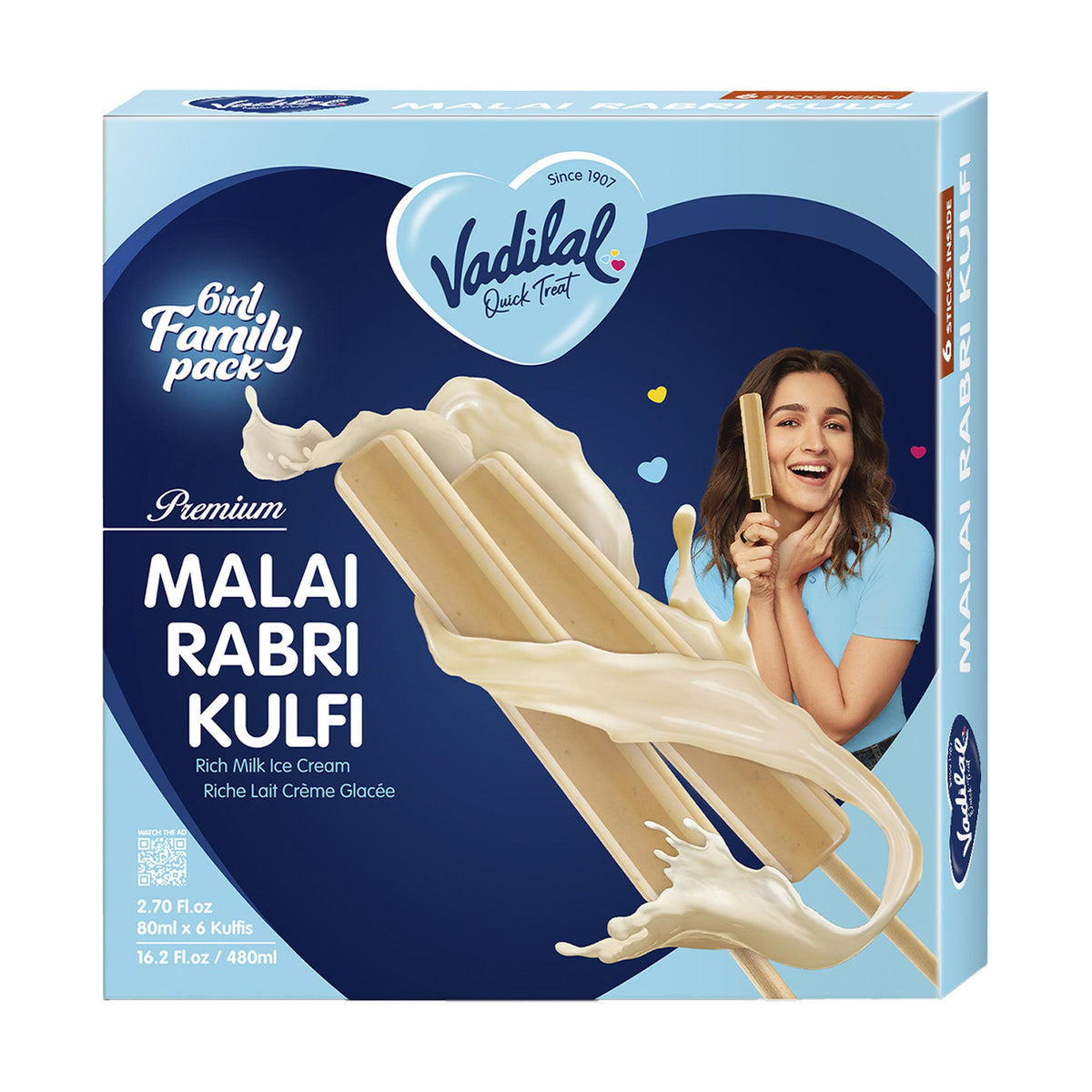 Vadilal Rabri Kulfi 6 In 1 480ml