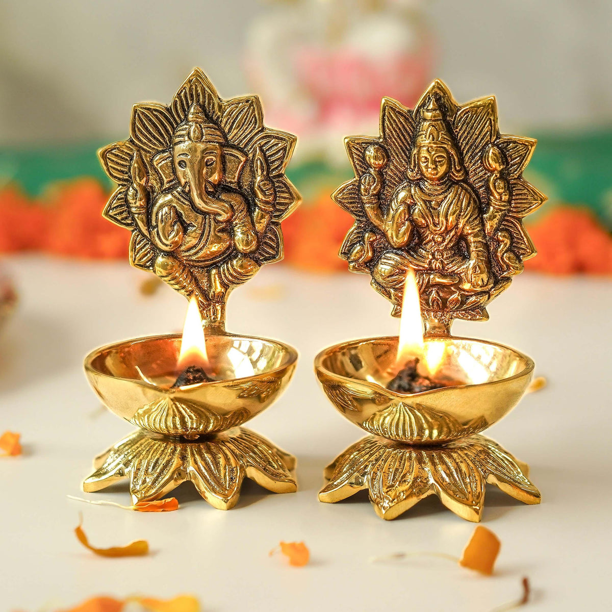 Lxmi Ganesh Diya With Wax 2pc