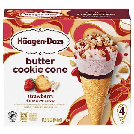 Haggen-dazs Strwbry Cone 4pc