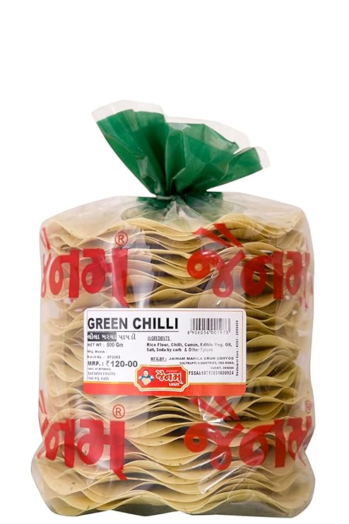 JNM GREEN CHILLI PAPAD 500G