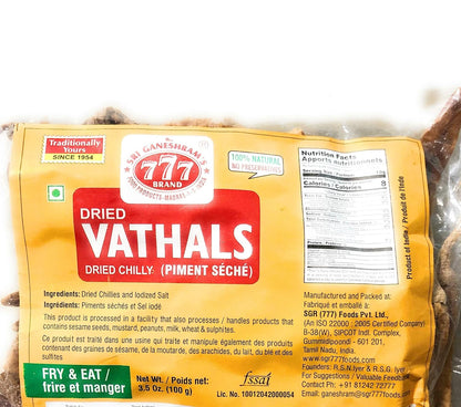 777 DRIED VATHALS /CHILLI 100G