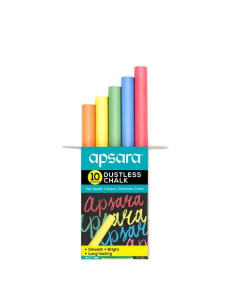 Apsara Dustless Col Chalk 10pc