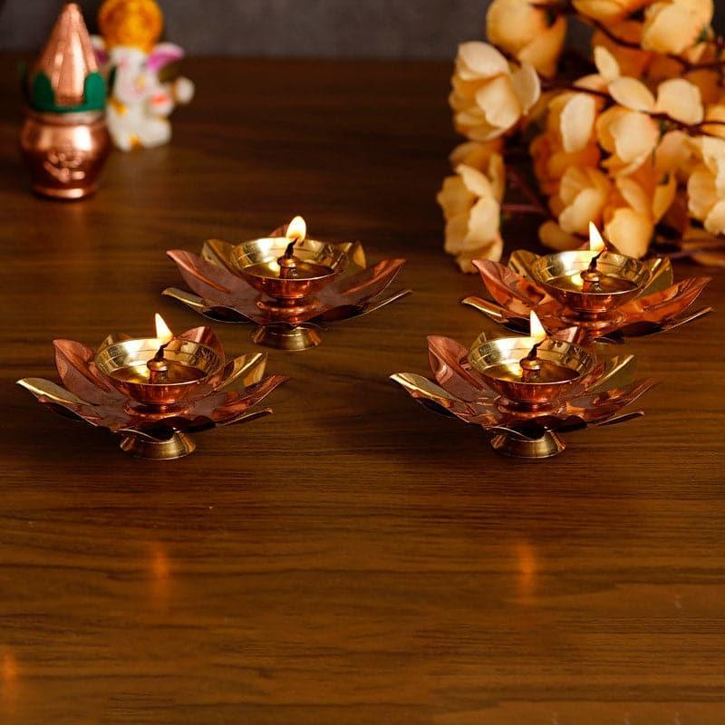 Kr Copper Gold Diya - W 4pc