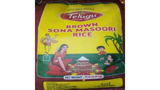 Telugu Foods Brown Sonamasoori Rice 10lb