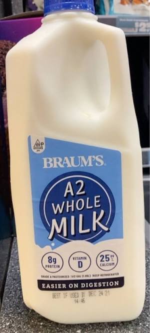 Braums A2 Whole Milk 1/2gal