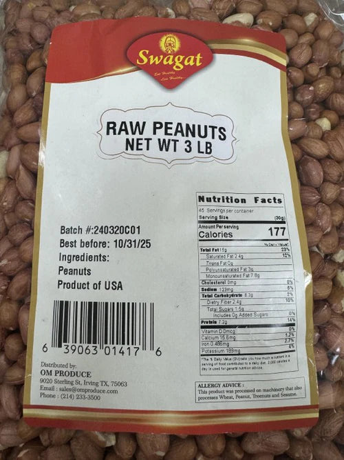 SWAGAT RAW PEANUTS 3LB