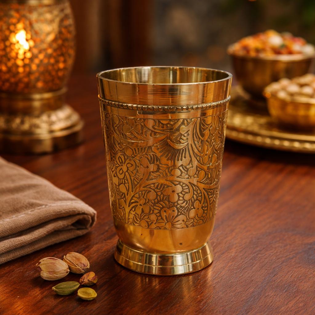 Nanki Brass Desgn Glass 1pc